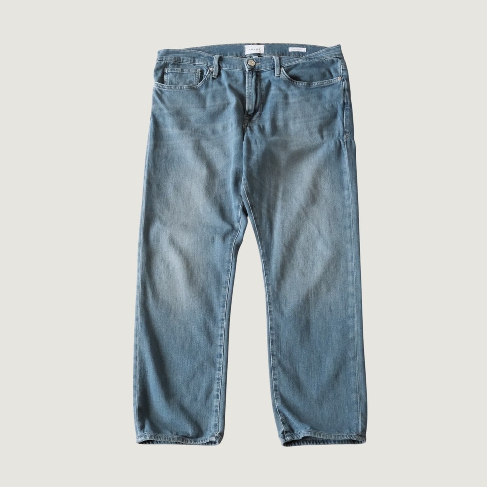FRAME L'Homme Slim Jeans Blue Faded Denim Size 36 Mens Designer Casual Pants
